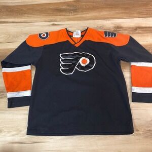 Vintage Philadelphia Flyers Kids Hockey Jersey Black Orange Medium 10-12